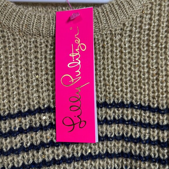 NWT Lilly Pulitzer Finney Sweater Sand Bar Sparkle Strip Size S - Picture 12 of 13